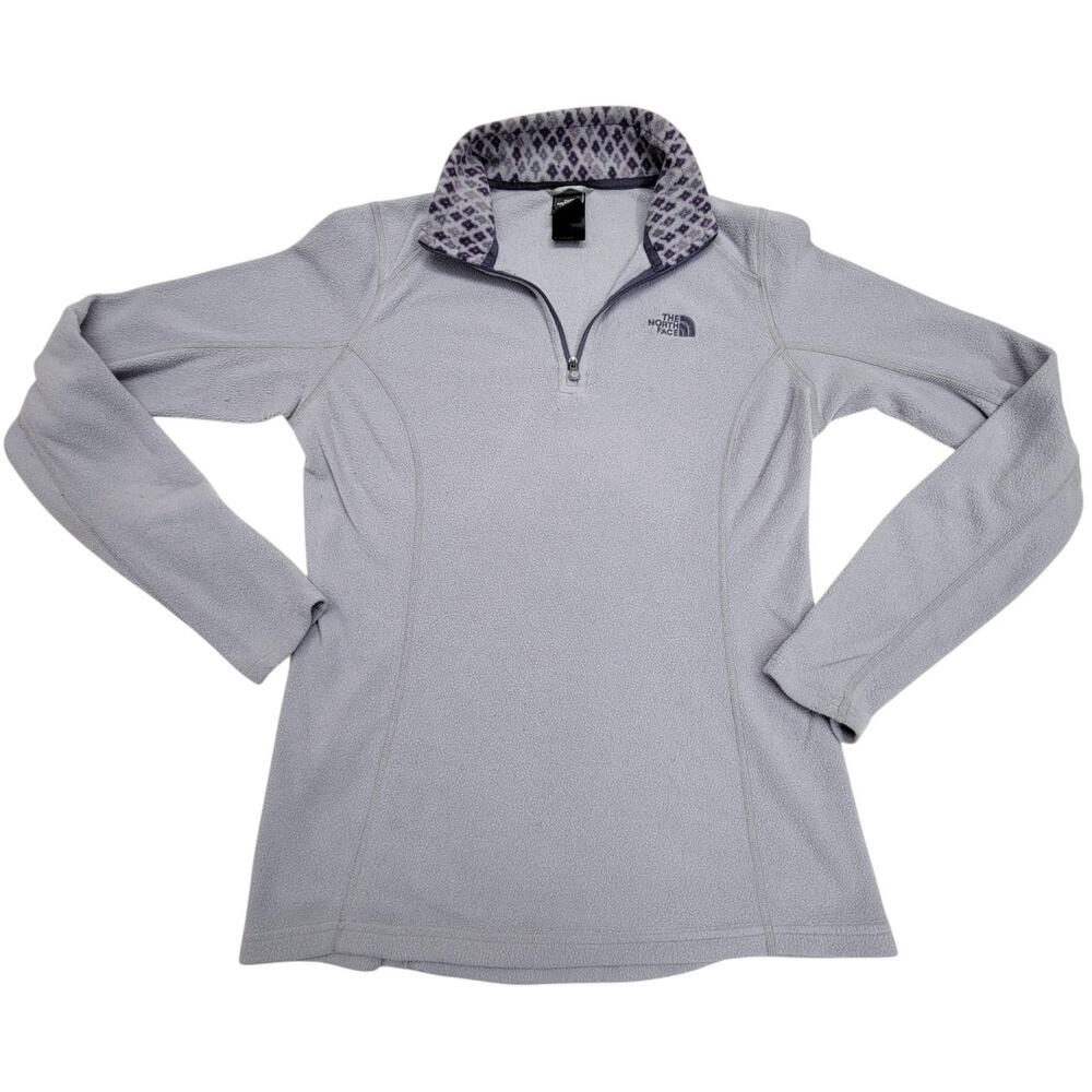 The North Face Womens M Fleece Quarter Zip Pullover Sweater Light Purple Gray